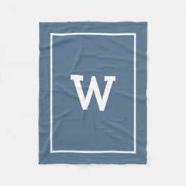 Enkelt Dusty Blue Initial Monogram Fleecefilt