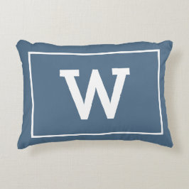 Enkelt Dusty Blue Initial Monogram Prydnadskudde