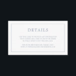 Enkelt Dusty Blue Monogram Elegant bröllop Tilläggskort<br><div class="desc">Ett enkelt litet elegant i bröllop-höljet med en modern utformning med detaljerna omgivna av ett tunt gräns och ditt monogram på baksidan. All design inslag är i dammblått och kan ändras i designredigeringsverktyget i verktyg. En chic och snyggt som är underbar för ett minimalistiskt par. Använda dessa djurutrymmeskort för att...</div>