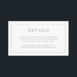 Enkelt Dusty Blue Monogram Elegant bröllop Tilläggskort<br><div class="desc">Ett enkelt litet elegant i bröllop-höljet med en modern utformning med detaljerna omgivna av ett tunt gräns och ditt monogram på baksidan. All design inslag är i dammblått och kan ändras i designredigeringsverktyget i verktyg. En chic och snyggt som är underbar för ett minimalistiskt par. Använda dessa djurutrymmeskort för att...</div>