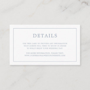 Enkelt Dusty Blue Monogram Elegant bröllop Tilläggskort