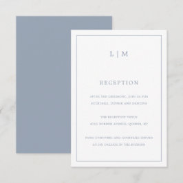 Enkelt Dusty Blue Monogram Elegant bröllop Tilläggskort