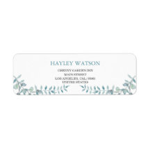 Enkelt Dusty Blue Watercolor Foliage Bröllop