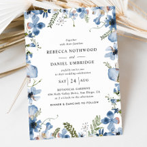 Enkelt Dusty Blue Wildblommor Bröllop