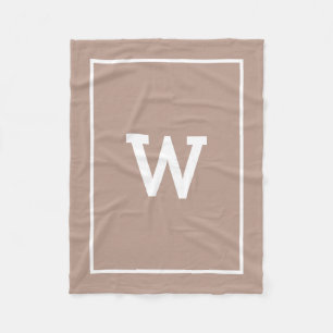Enkelt Earthy Beige Toned Initial Monogram Fleecefilt