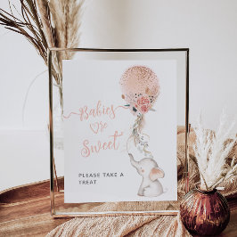 Enkelt elefant och ballonbabyskor söt behandling poster