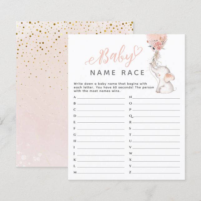 Enkelt elefant- och ballonbabyspel (Fram/baksida)