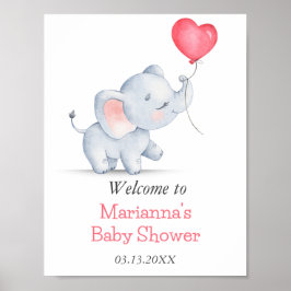 Enkelt elefant- och hjärtbubblor för babyskor poster