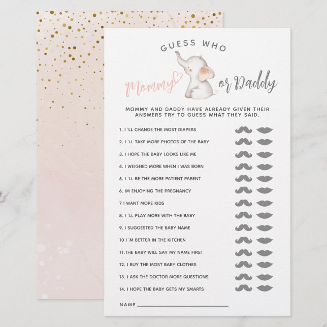 Enkelt elefant- och pratbubblande babystöld (Fram/baksida)