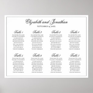 Enkelt Elegance 8 Bord Bröllop sittdiagram Poster