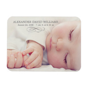 Enkelt Elegance Baby Photo Birth-meddelande Magnet