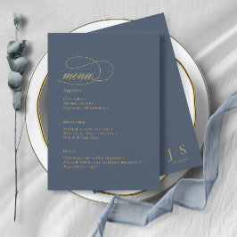 Enkelt Elegance Bröllop Menu Blue ID1022 Meny