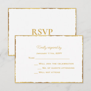 Enkelt Elegance Luxe Guld Kant Bröllop OSA Card Kort
