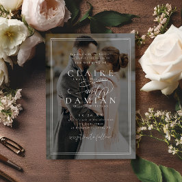 Enkelt Elegance Romantic Script-foto bröllop Inbjudningar