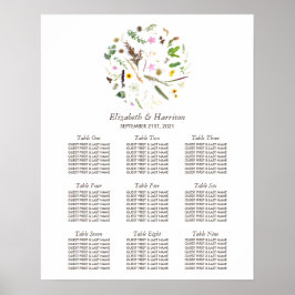 Enkelt Elegant Botaniskt Vild Flower Bröllop-säte Poster