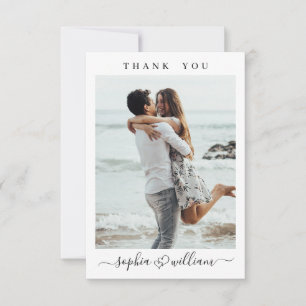 Enkelt Elegant bröllop Hearts Simple 2 Photo Tack Kort