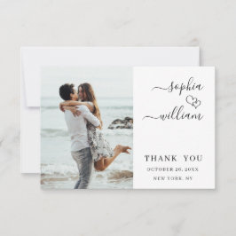 Enkelt Elegant bröllop Hearts Simple 2 Photo Tack Kort