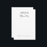 Enkelt Elegant bröllop-kort Rådkort<br><div class="desc">Detta enkla elegant bröllop-kort är perfekt för ditt moderna minimalistiska svarta och vita bröllop. Utformningen har minimalt teckensnitt för contemporary tillsammans med formell kalligrafi. Behålla den som den är,  eller välj att anpassa den med egna teckningar eller foton!</div>