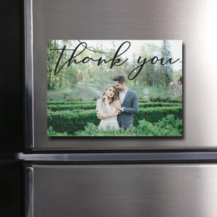 Enkelt Elegant bröllop Photo Tack Magnet Card