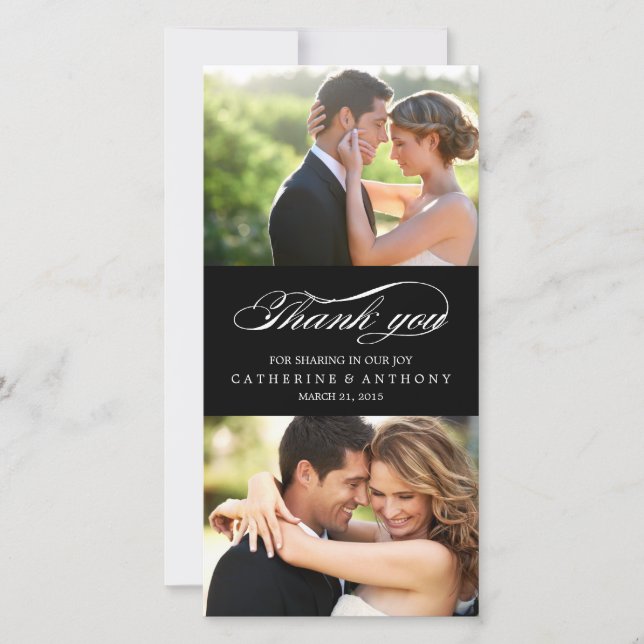 Enkelt Elegant bröllop Tack - Svart (Framsida)