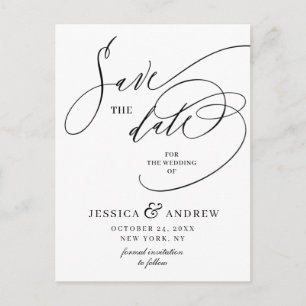 Enkelt Elegant Calligraphy Bröllop spara datum Vykort