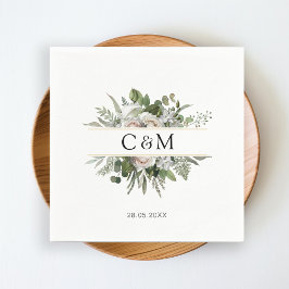 Enkelt, elegant eucalyptus Vit ros Pappersservett