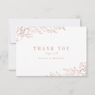 Enkelt elegant faux ro guld gyldad botanik än tack kort