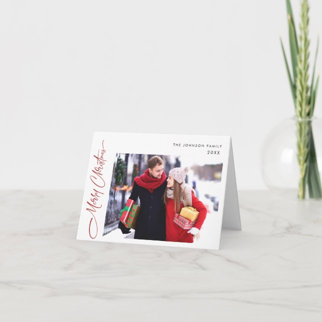 Enkelt Elegant God jul 2 PHOTO Hälsning Helgkort (Framsida)
