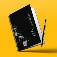 Enkelt Elegant Grått Blommigt Black Personlig