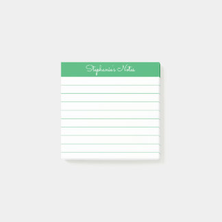 Enkelt Elegant Grönt Personligt Linjerat Post-it Block