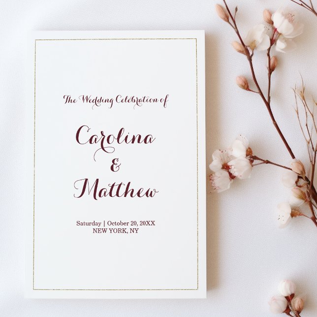 Enkelt elegant, guld burgundy Program (Simple elegant white gold burgundy Program )