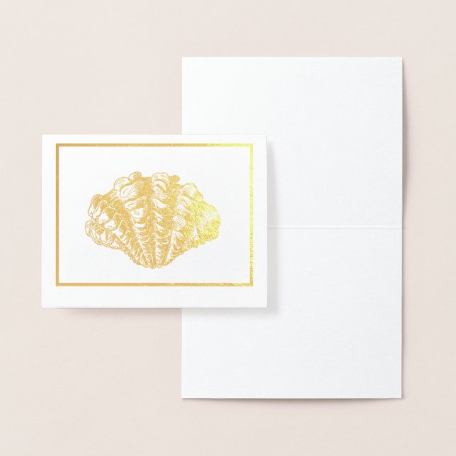 Enkelt Elegant Guld eller Silver Seashell Ornament Folierat Kort (Display)