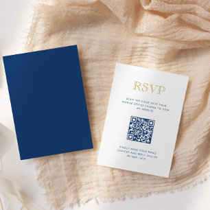 Enkelt Elegant Guld Vertikal QR-kod RSVP-kort Inbjudningar