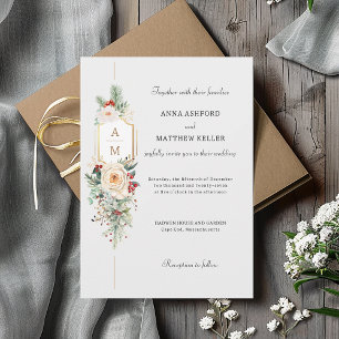 Enkelt Elegant Juli Blommigt Monogram Inbjudningar