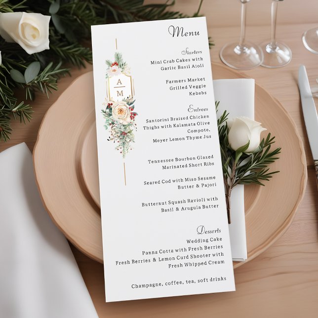Enkelt Elegant Juli Blommigt Monogram Meny (Skapare uppladdad)