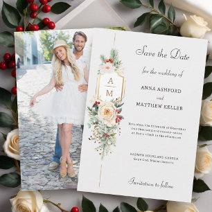 Enkelt Elegant Juli Blommigt Monogram Spara Datumet