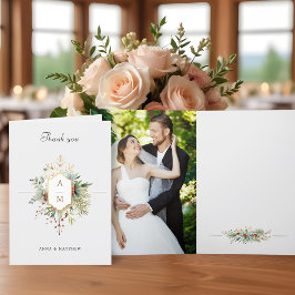Enkelt Elegant Juli Blommigt Monogram Tack Kort