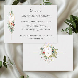 Enkelt Elegant Juli Blommigt Monogram Tilläggskort