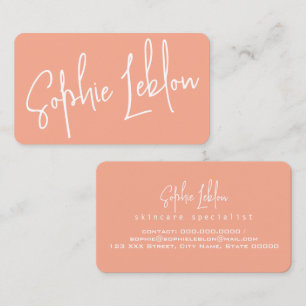 Enkelt Elegant Kalligrafi Peach Färg Visitkort