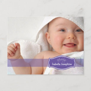 Enkelt Elegant (lila) Baby-meddelande Meddelande Vykort