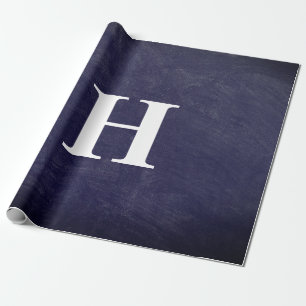 Enkelt Elegant - marinvit monogram, enkelt Presentpapper