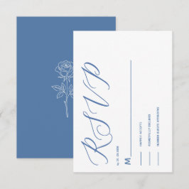 enkelt elegant modernt dammigt blått RSVP-kort OSA Kort