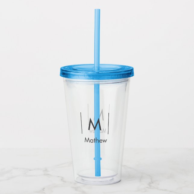 Enkelt elegant monogram groomsman man man linjer n take away mugg (Framsida)