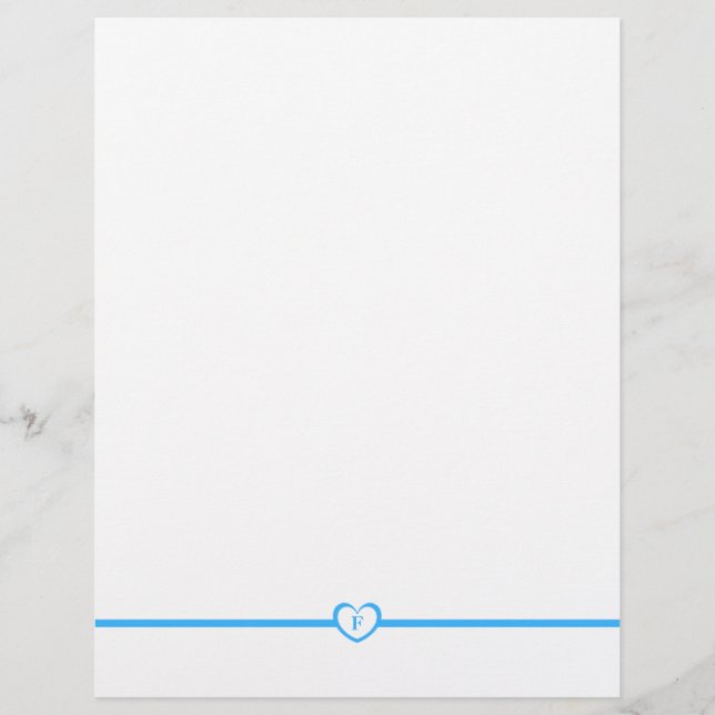 Enkelt Elegant Monogrammad Stationery - Blue (Framsida)
