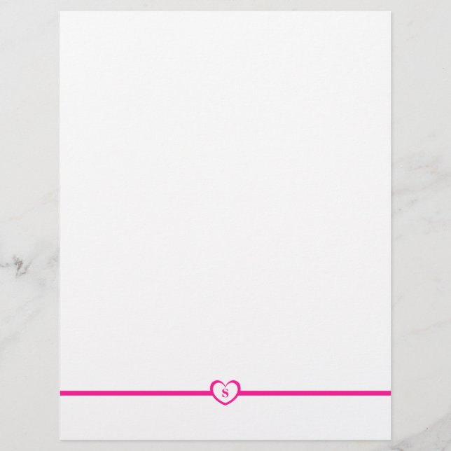 Enkelt Elegant Monogrammad Stationery - Rosa (Framsida)