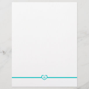 Enkelt Elegant Monogrammad Stationery - Teal