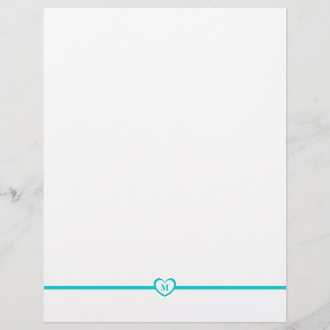 Enkelt Elegant Monogrammad Stationery - Teal (Framsida)