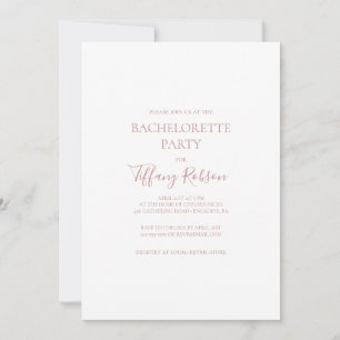 Enkelt Elegant Ro Guld Bachelorette Party Inbjudningar