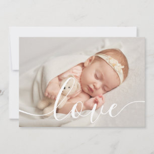 Enkelt Elegant Skript Kärlek Bebis Foto Födelse Meddelande