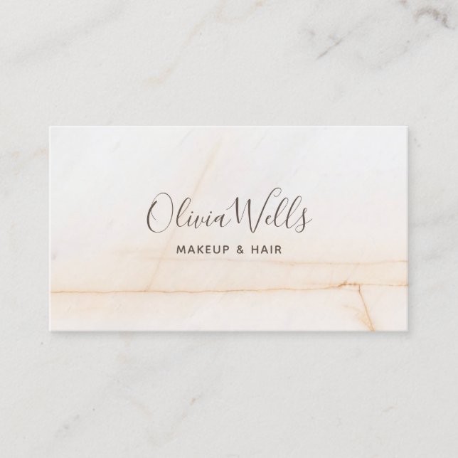 Enkelt Elegant Skriptet Beauty Hair Stylist Marble Visitkort (Framsida)
